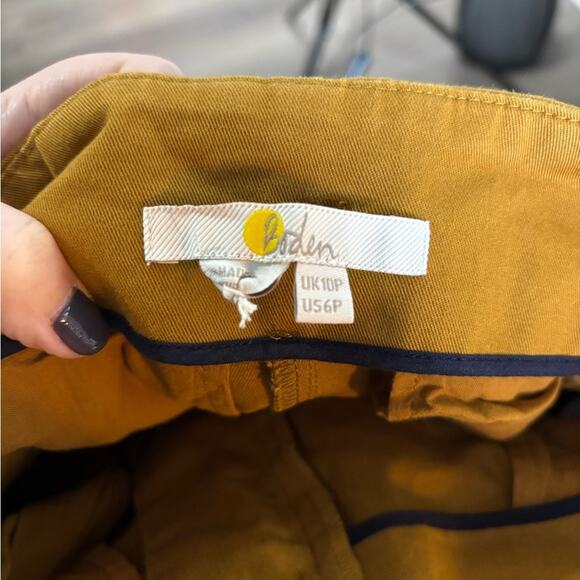 Boden Brown High Waisted Belted Button Fly Cropped Pants Size 6P - Picture 6 of 7